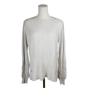 Lauren Ralph Lauren Large Sweater Pullover Cable Knit Ivory